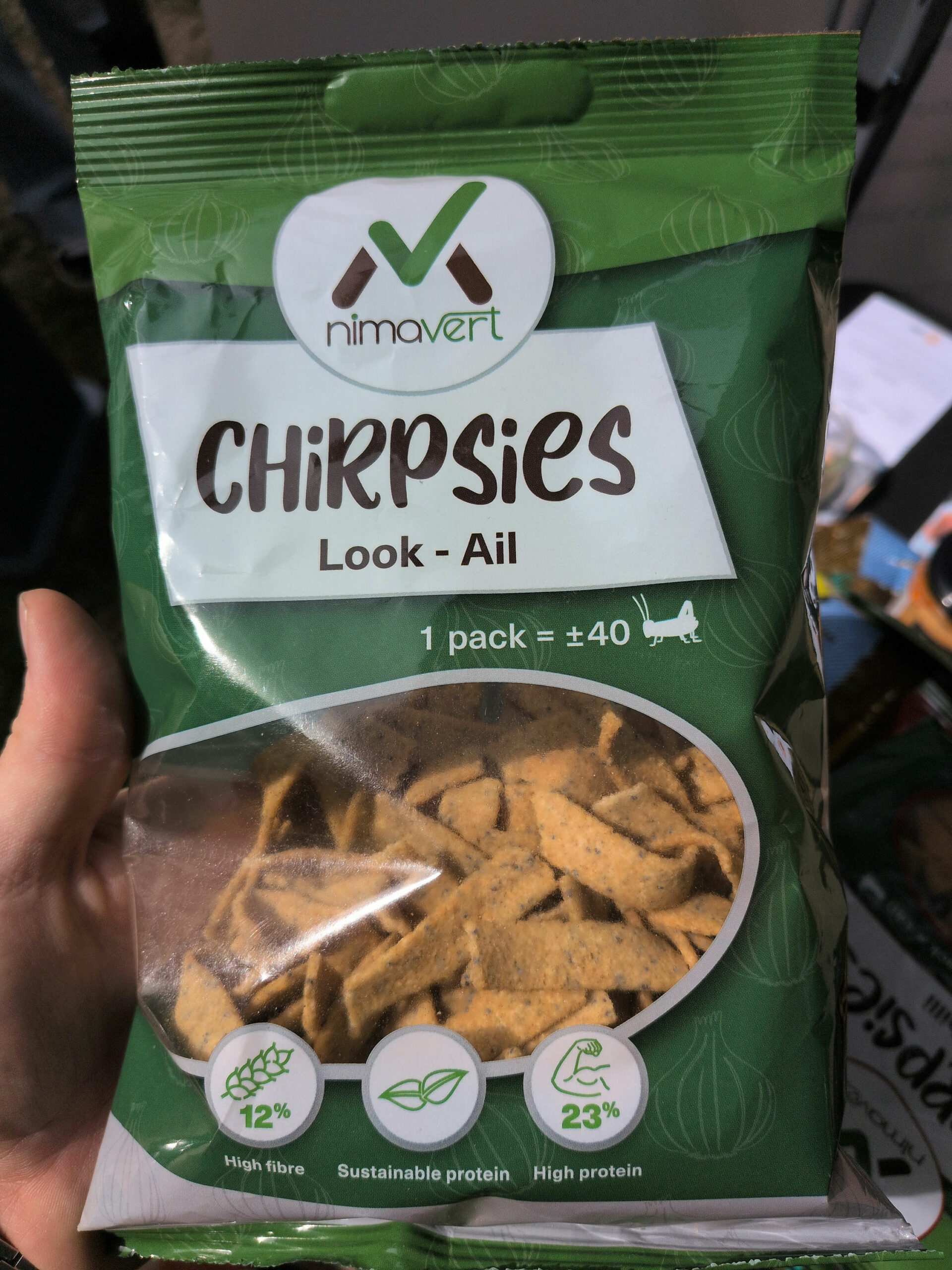 Sachet de Chirpsies goût Ail 70 g à base de poudre de grillon